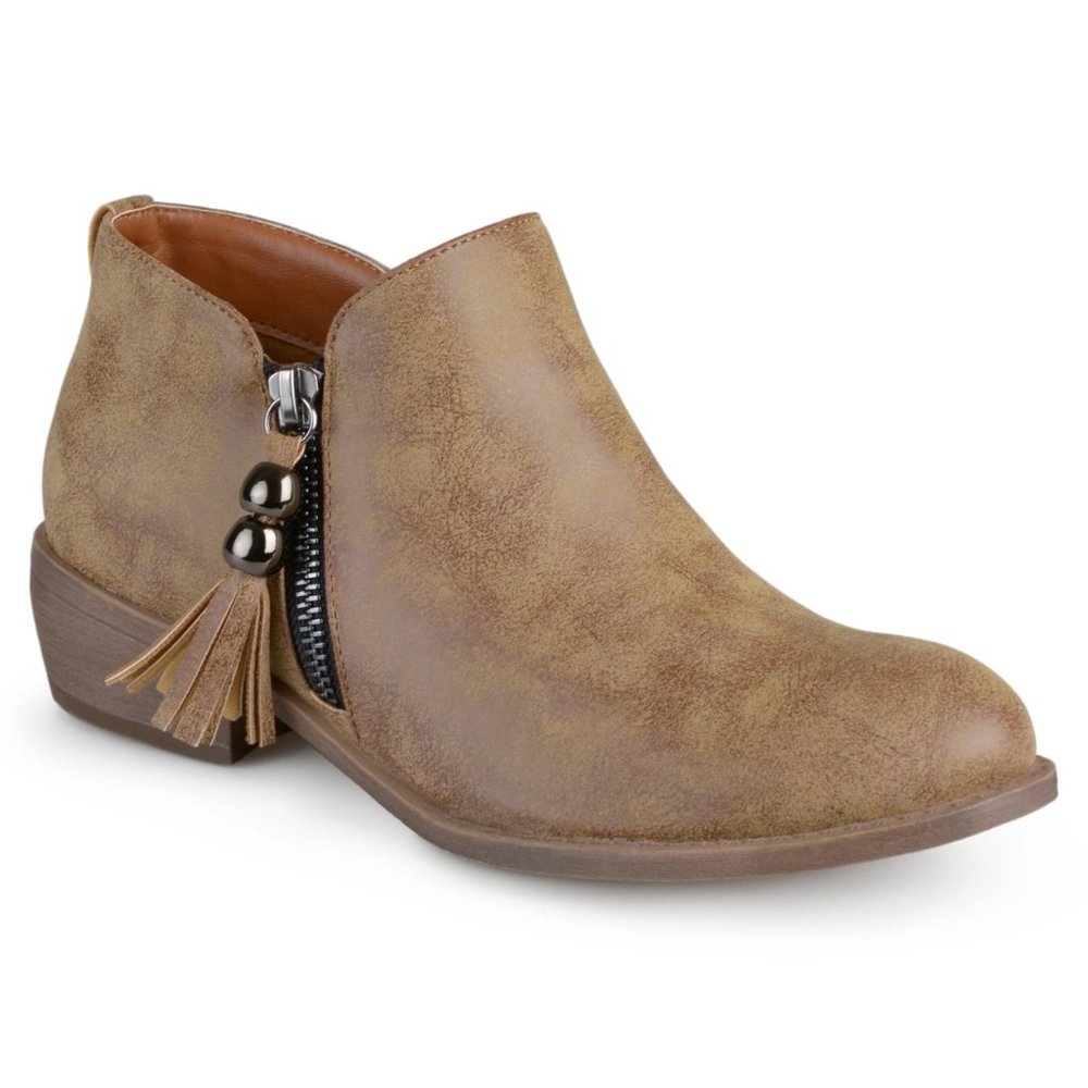 Journee collection. Tassel Zipper Ankle Boots